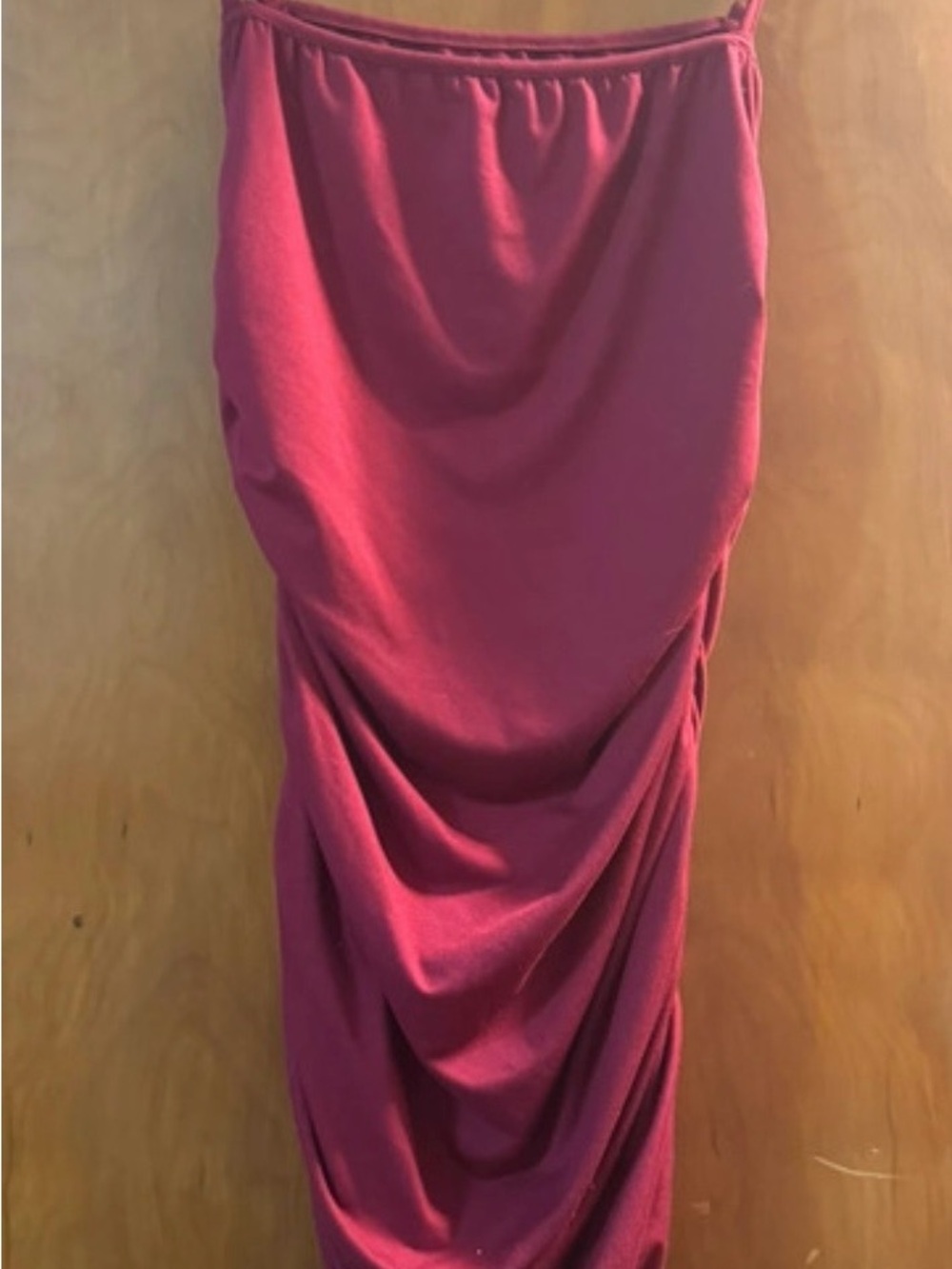 Ruched Midi Skirt in Deep Berry